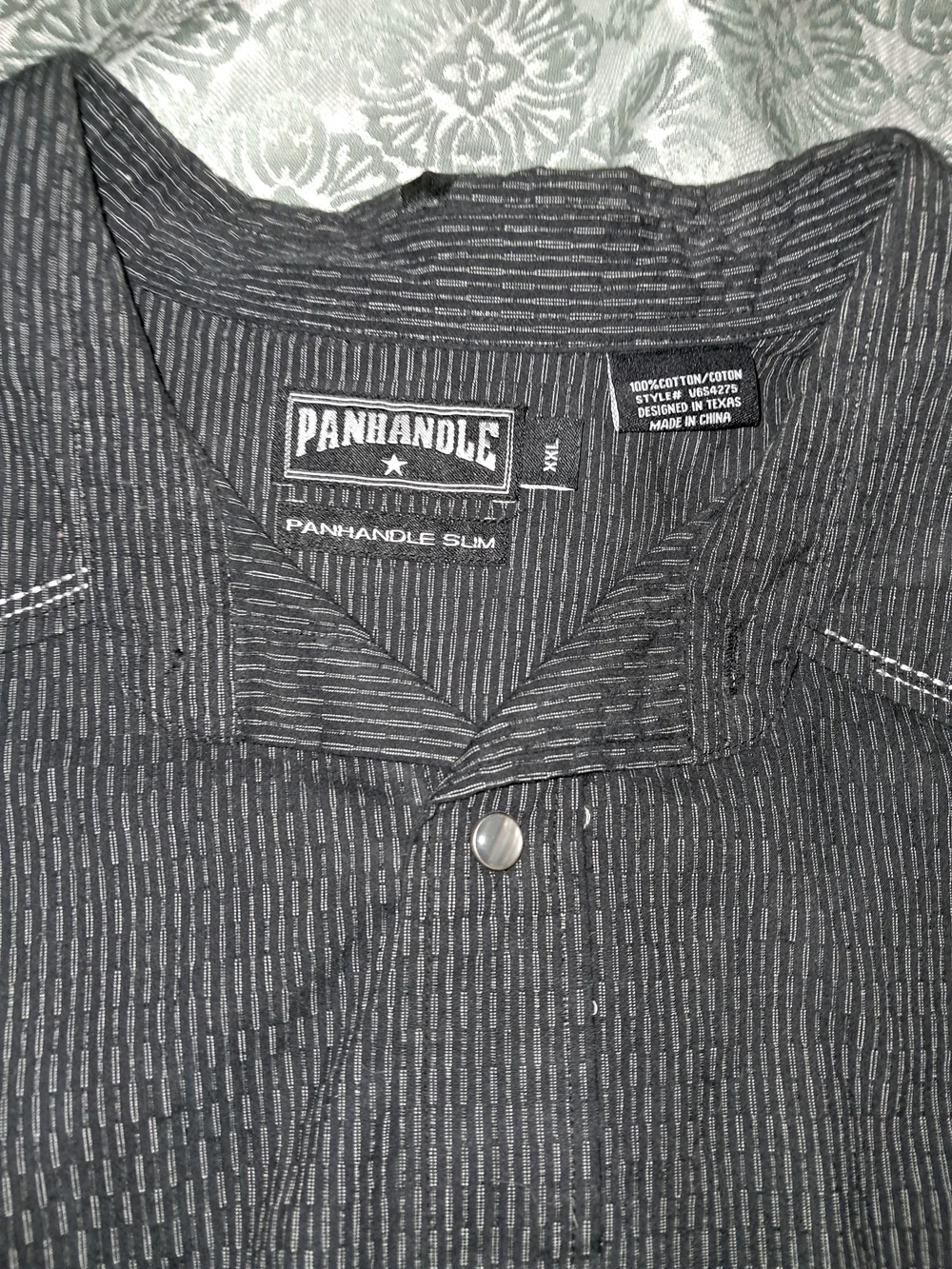 Vintage Panhandle Slim Wear Embroidered Pearl Snap Button Up w. Decorative Shirt